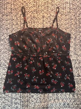 NWOT torrid Black Red Rose Floral Spaghetti Strap Camisole Blouse Size 5XL